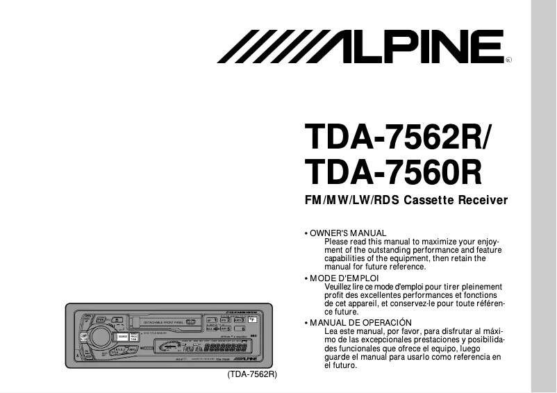 Página 1 del manual Manual de usuario Alpine TDA-7562R