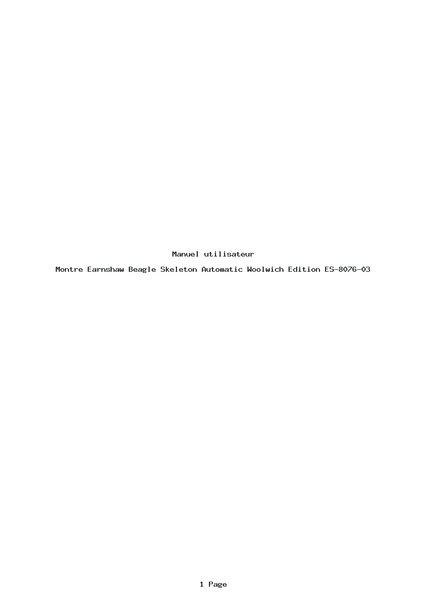 Page 1 de la notice Manuel utilisateur Earnshaw Beagle Skeleton Automatic Woolwich Edition ES-8076-03