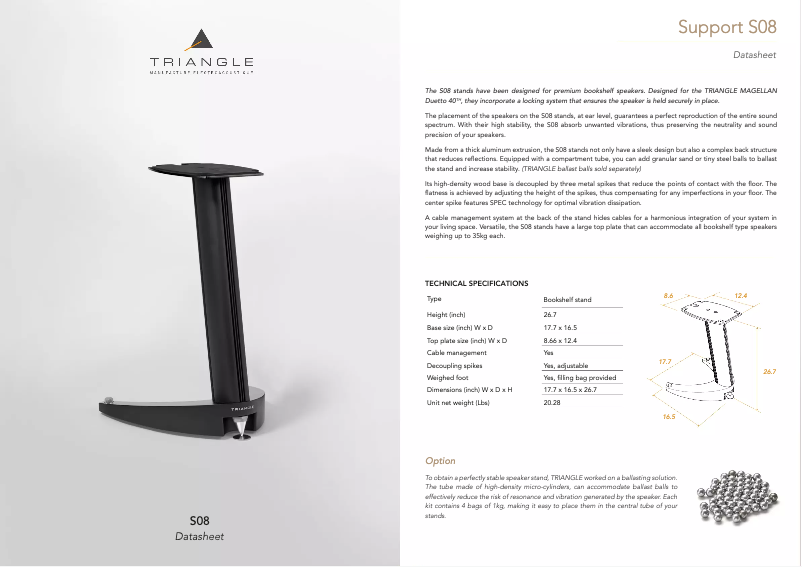 Page 1 de la notice Fiche technique Triangle S08