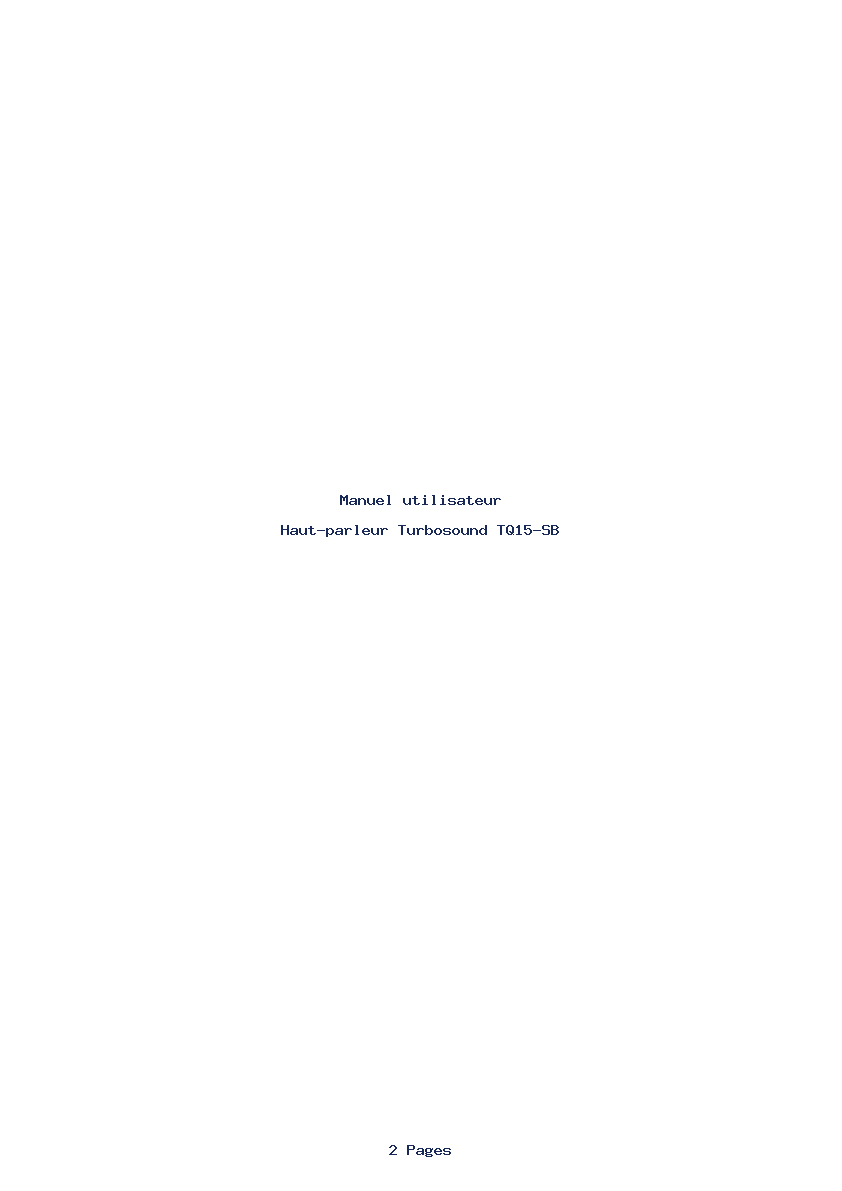 Page 1 de la notice Manuel utilisateur Turbosound TQ15-SB