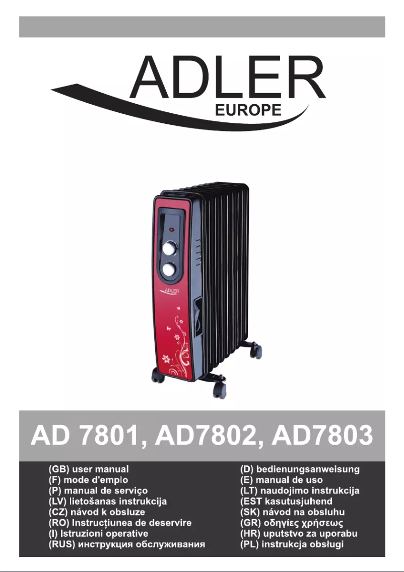 Page 1 de la notice Manuel utilisateur Adler AD 7802