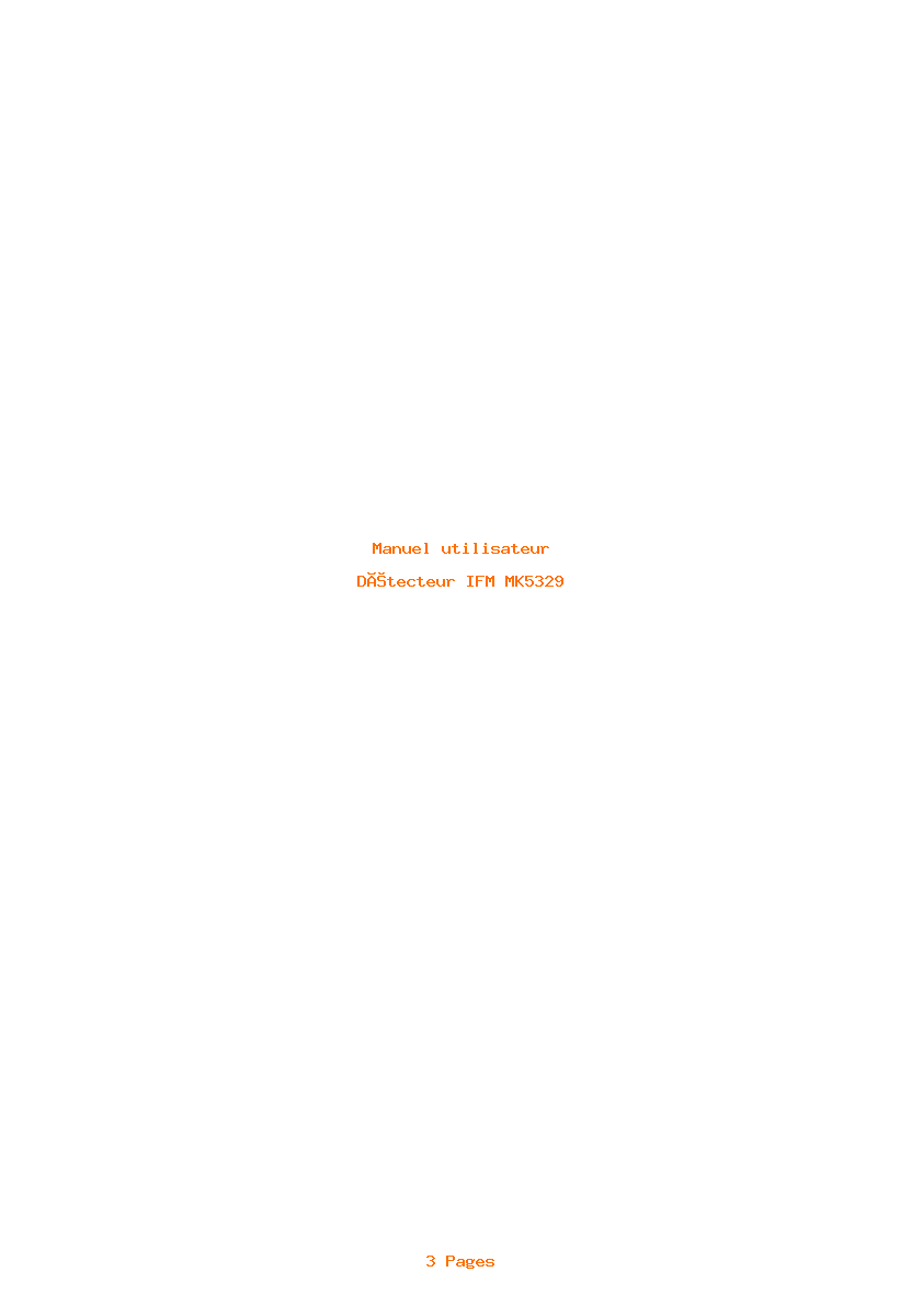 Page 1 de la notice Manuel utilisateur IFM MK5329