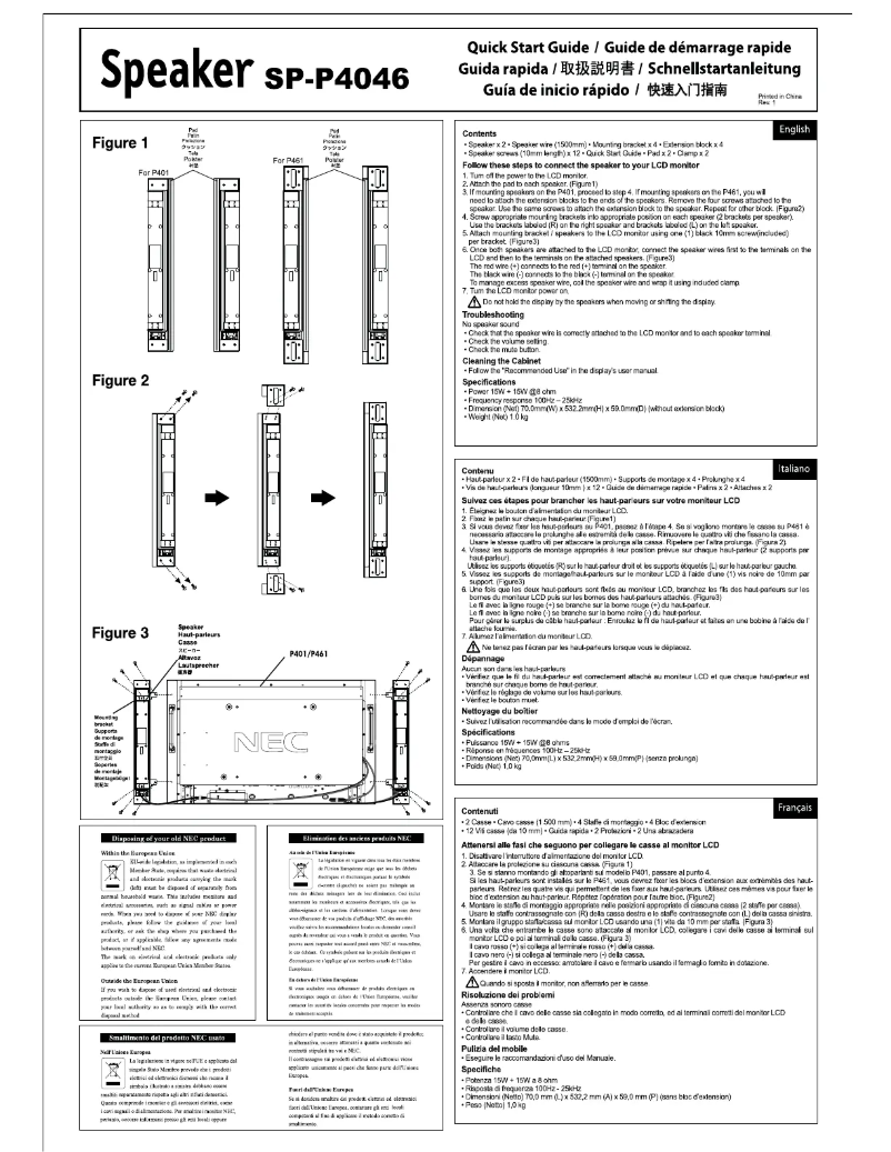 Page 1 de la notice Manuel utilisateur NEC SP-P4046