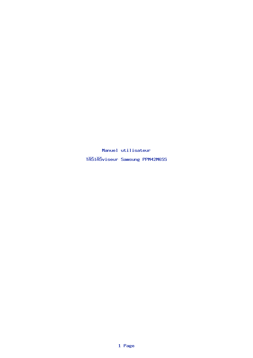 Page 1 de la notice Manuel utilisateur Samsung PPM42M6SS