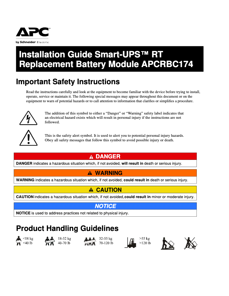 Página 1 del manual Manual de usuario APC APCRBC174