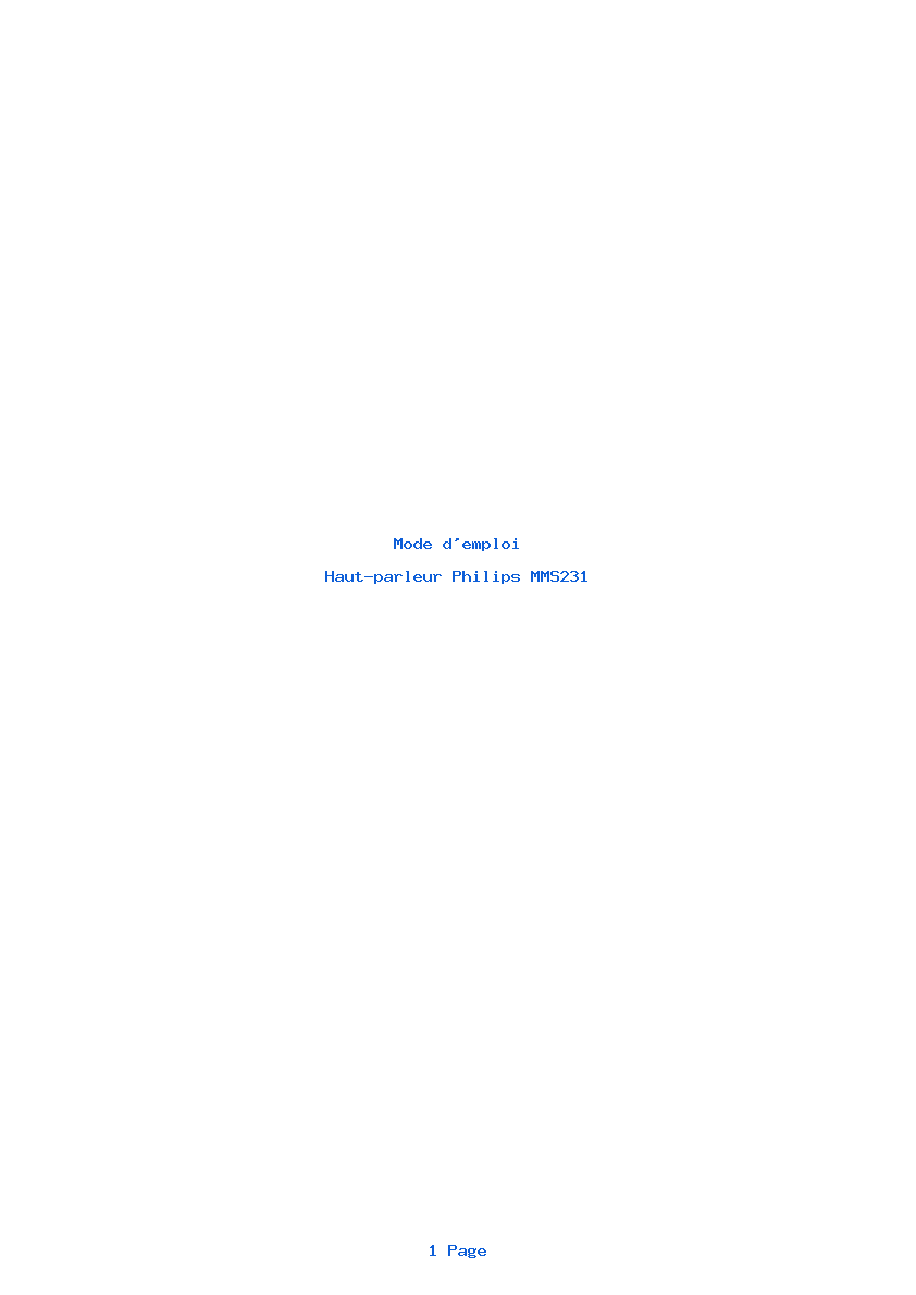 Page 1 de la notice Mode d'emploi Philips MMS231