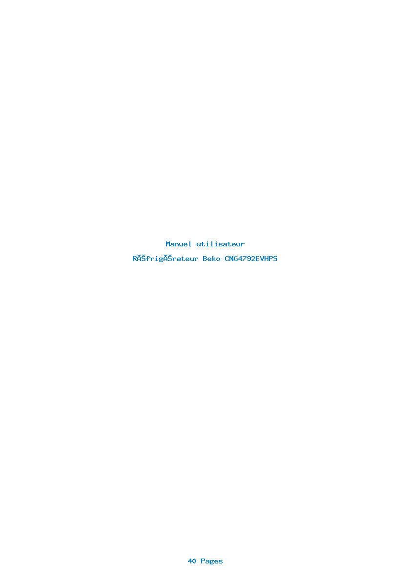 Page 1 de la notice Manuel utilisateur Beko CNG4792EVHPS