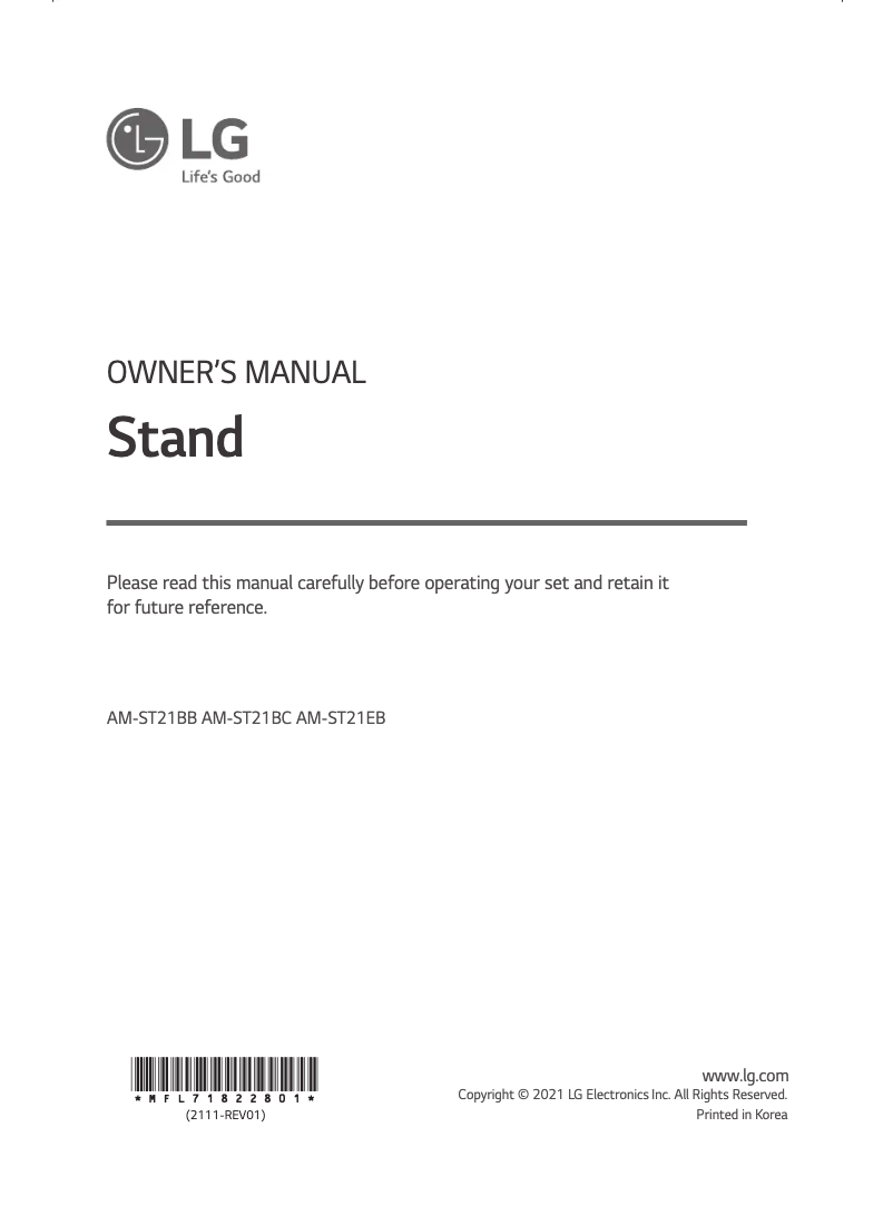 Page 1 de la notice Manuel utilisateur LG AM-ST21BC