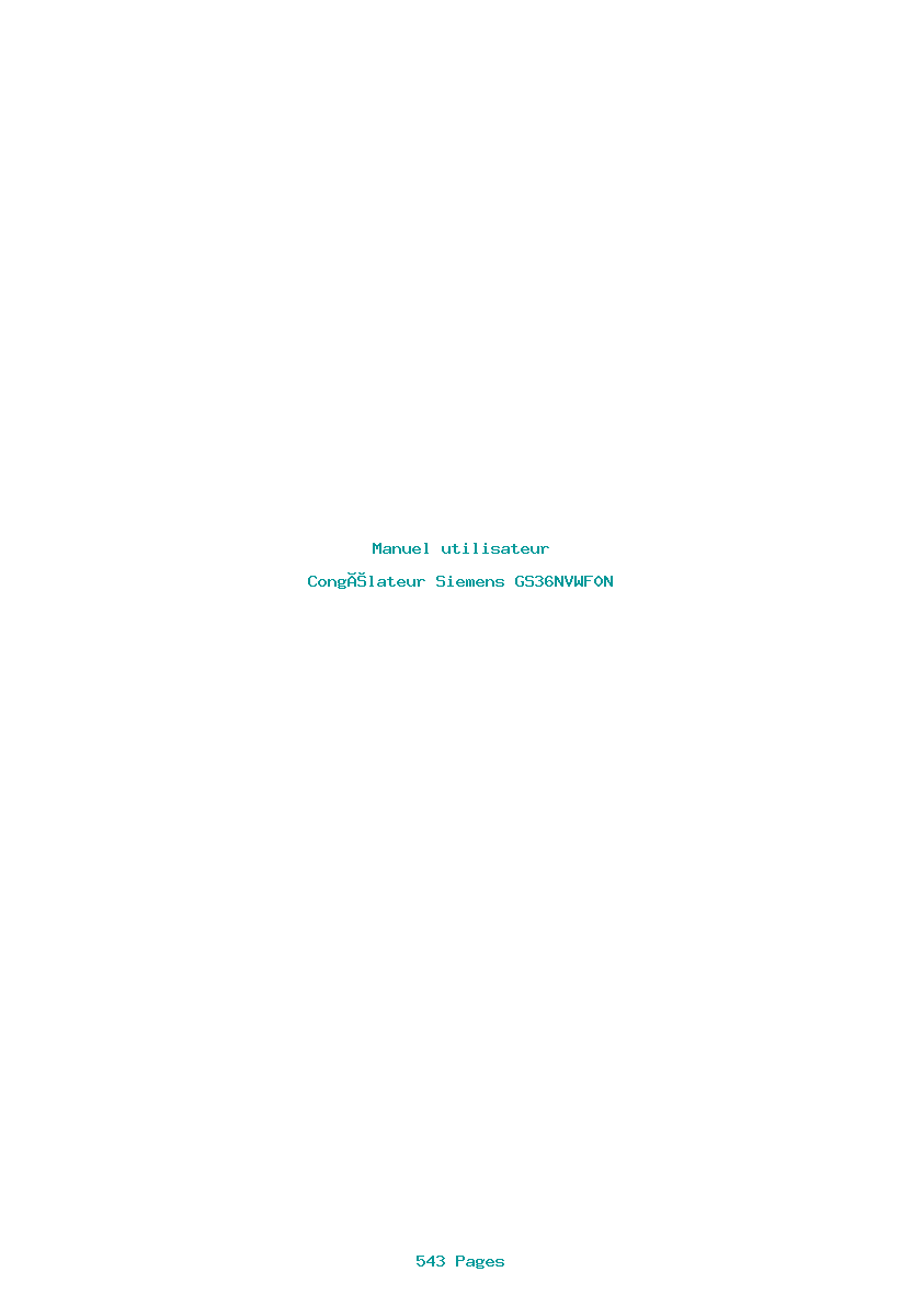 Page 1 de la notice Manuel utilisateur Siemens GS36NVWF0N