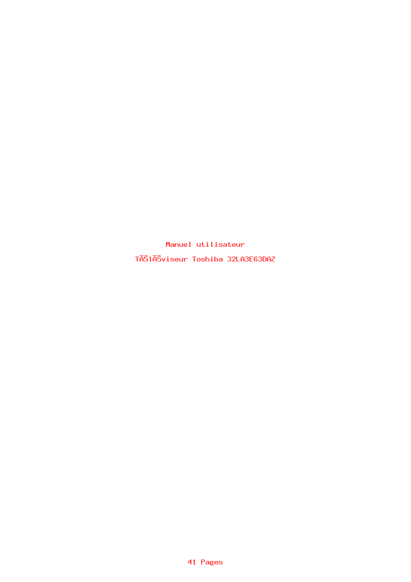 Page 1 de la notice Manuel utilisateur Toshiba 32LA3E63DAZ