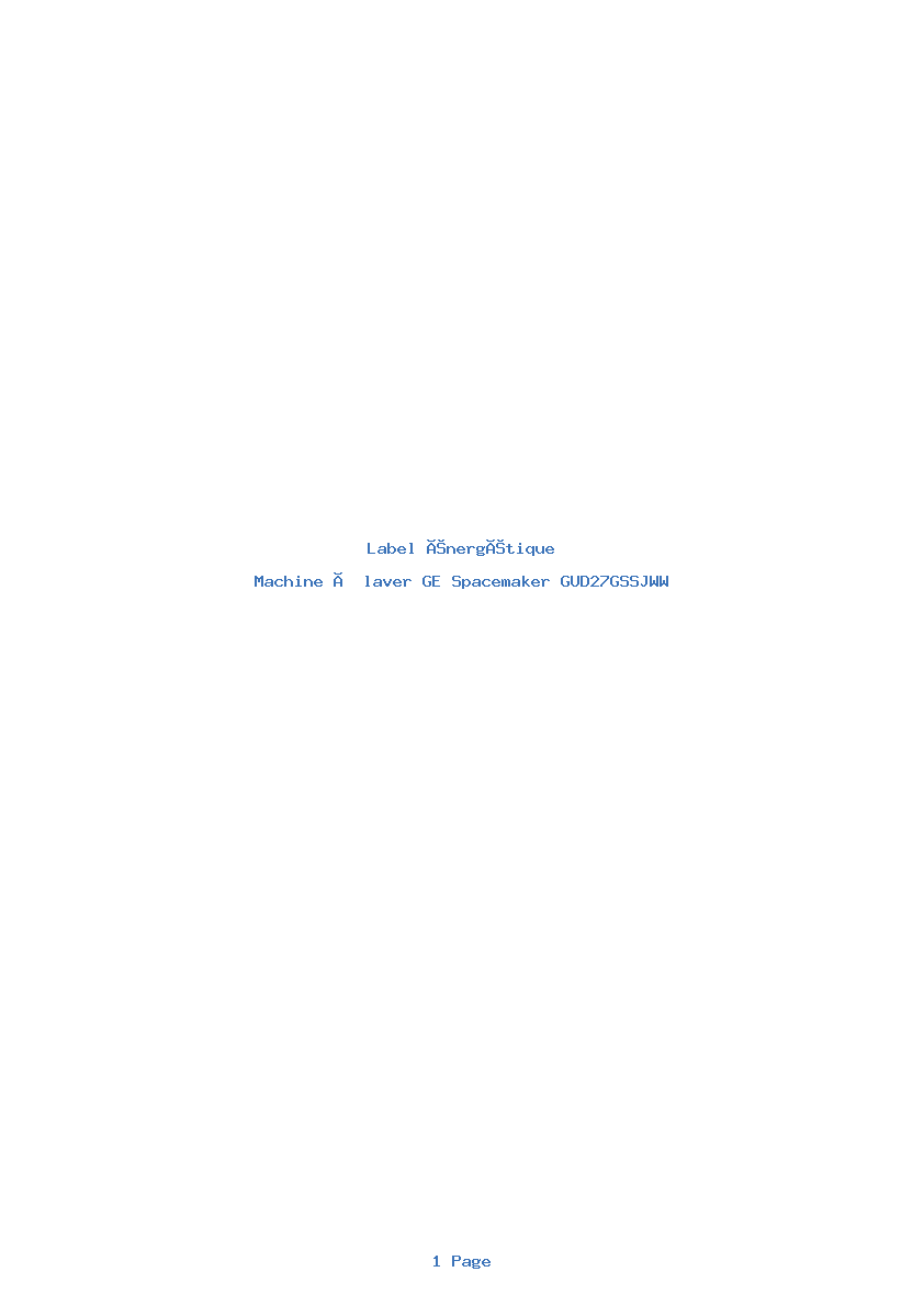 Image de la première page du manuel de l'appareil Spacemaker GUD27GSSJWW
