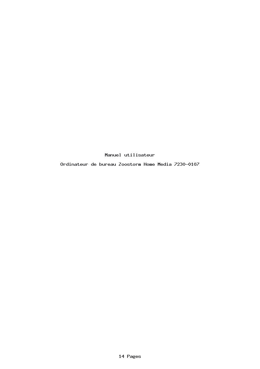 Page 1 de la notice Manuel utilisateur Zoostorm Home Media 7230-0107