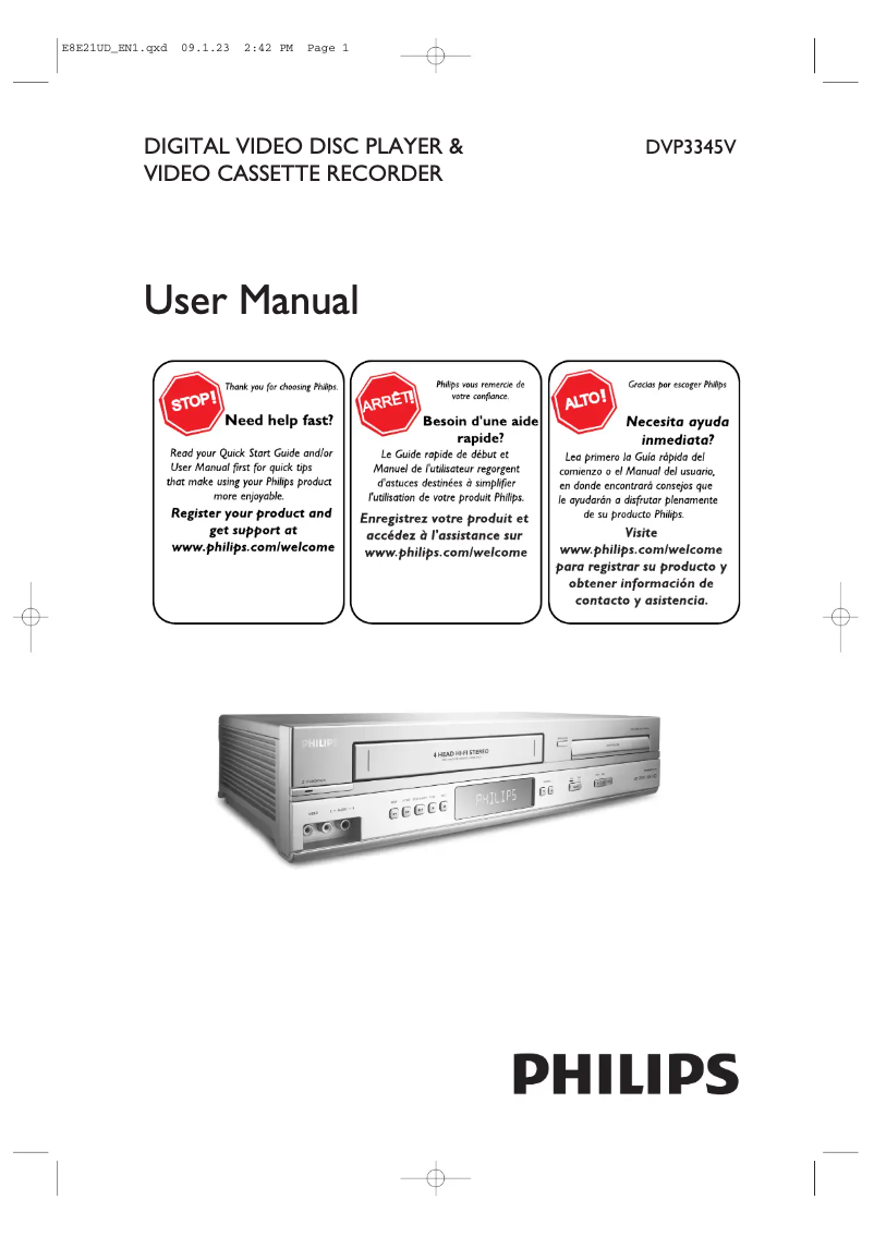 Image de la première page du manuel de l'appareil DVP3345V