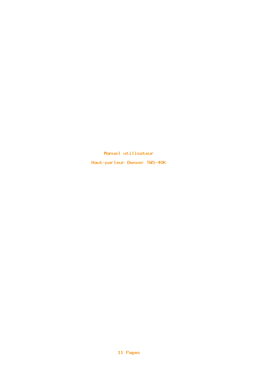 Page 1 de la notice Manuel utilisateur Denver TWS-40K