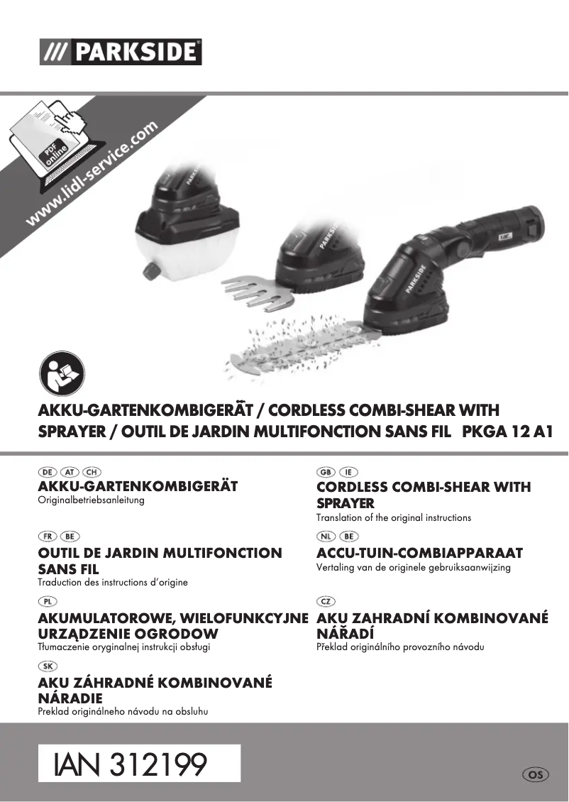 Page 1 de la notice Manuel utilisateur Parkside PKGA 12 A1