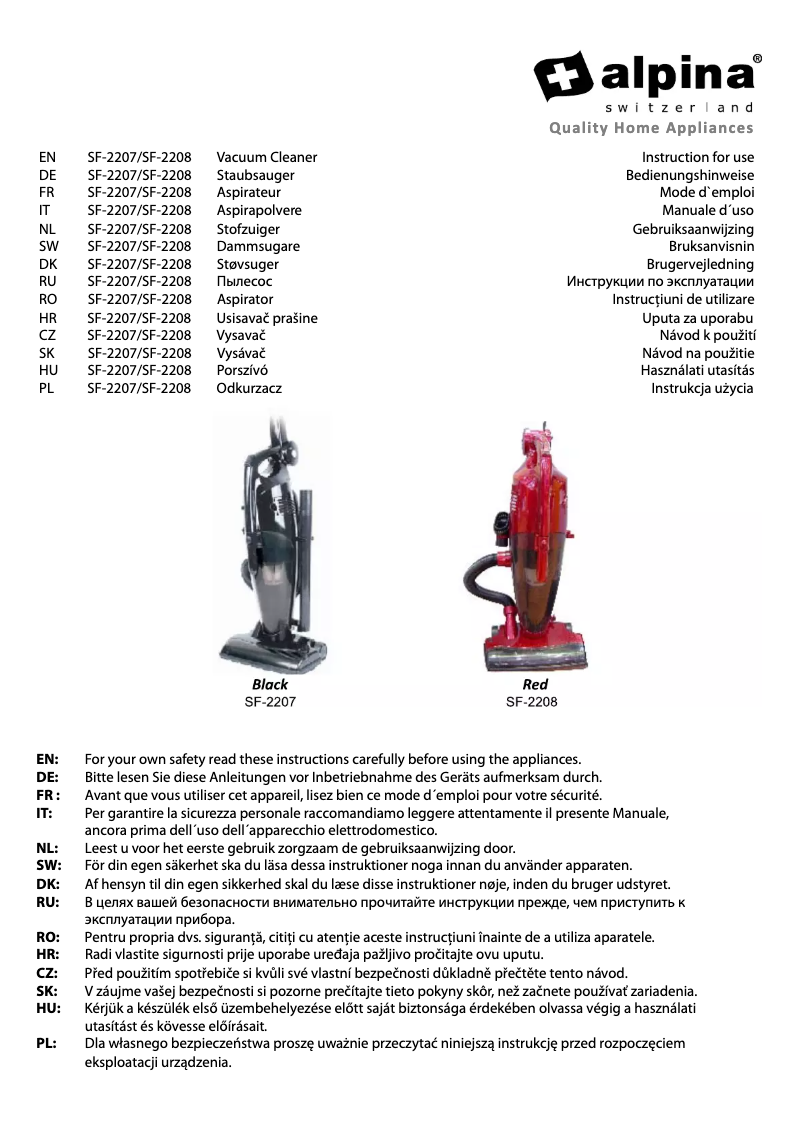 Página 1 del manual Manual de usuario Alpina SF-2207
