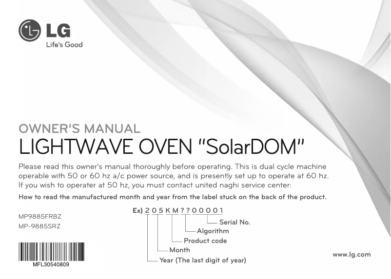 Page 1 de la notice Manuel utilisateur LG MP-9885SRZ