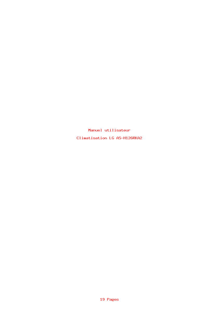 Page 1 de la notice Manuel utilisateur LG AS-H126RKA2