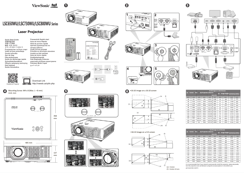 Page 1 de la notice Guide de démarrage rapide Viewsonic LSC800WU