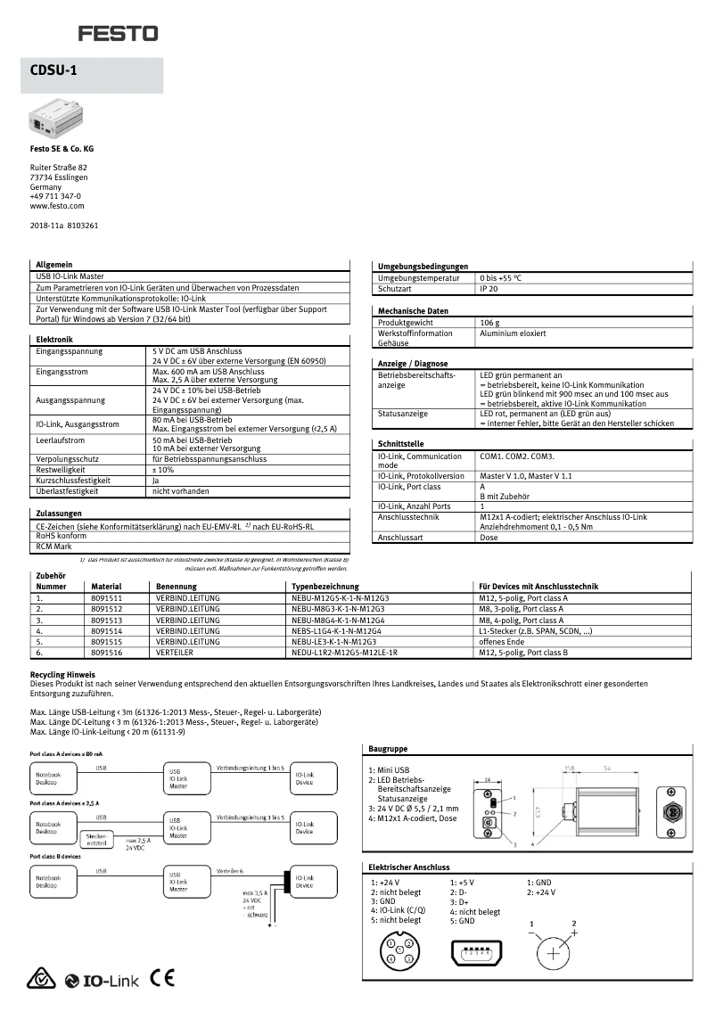 Page 1 de la notice Manuel utilisateur Festo CDSU-1