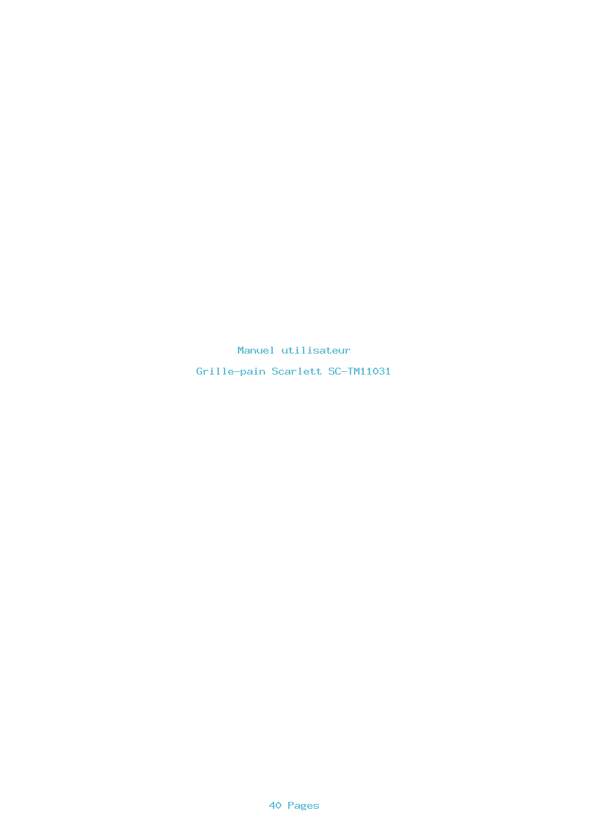 Page 1 de la notice Manuel utilisateur Scarlett SC-TM11031