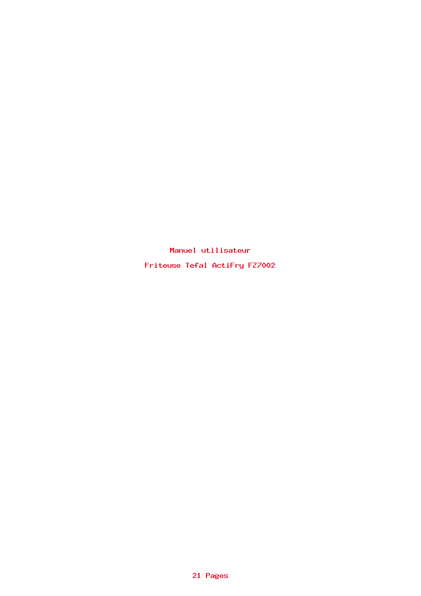 Page 1 de la notice Manuel utilisateur Tefal ActiFry FZ7002