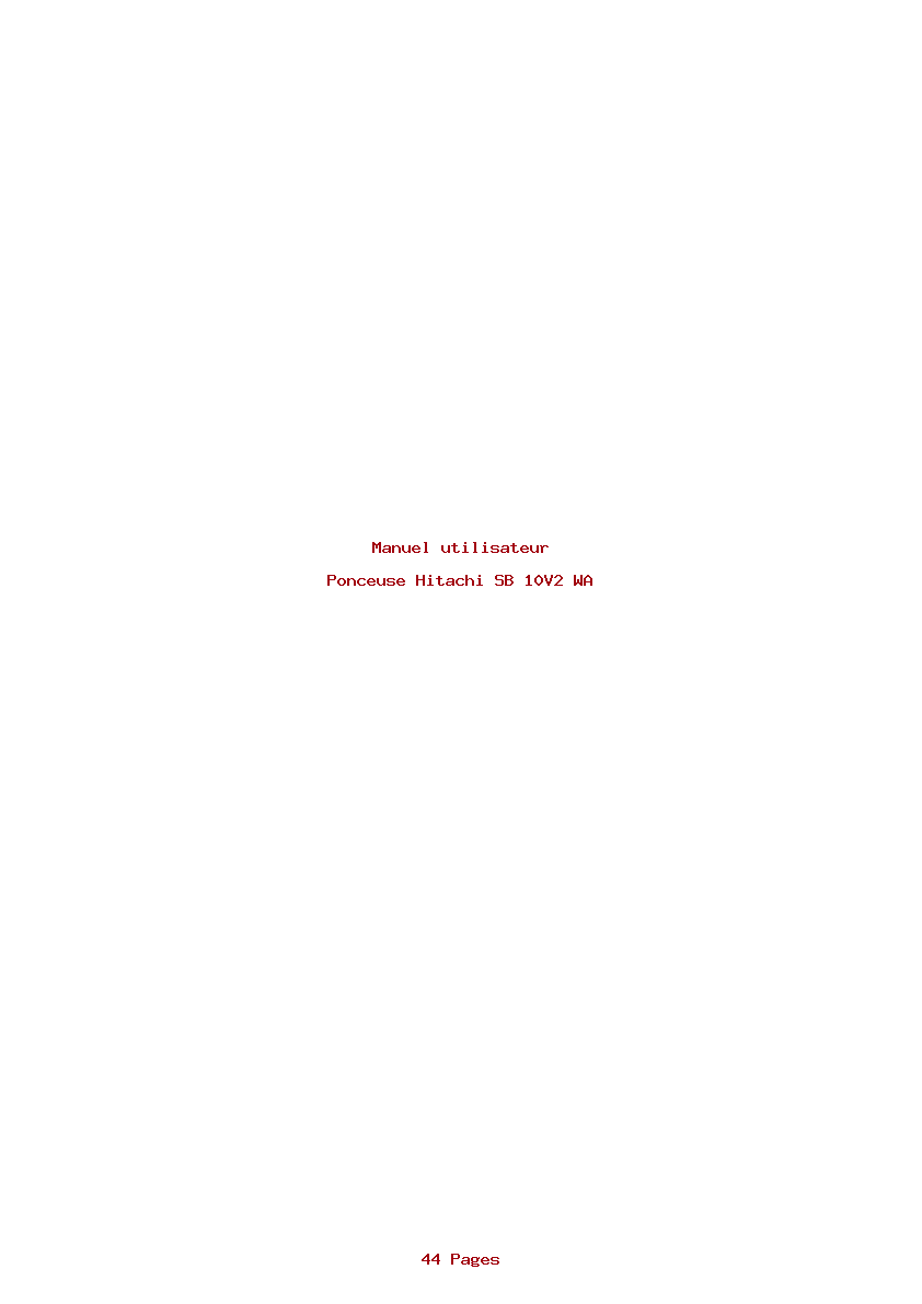 Page 1 de la notice Manuel utilisateur Hitachi SB 10V2 WA