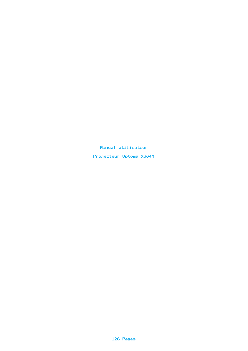Page 1 de la notice Manuel utilisateur Optoma X304M