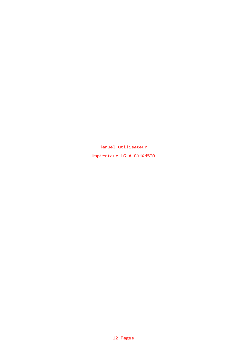 Page 1 de la notice Manuel utilisateur LG V-CA404STQ