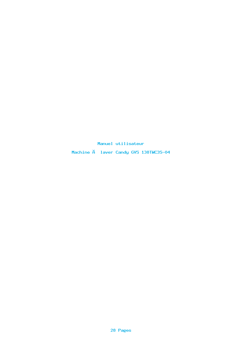 Page 1 de la notice Manuel utilisateur Candy GVS 138TWC3S-04