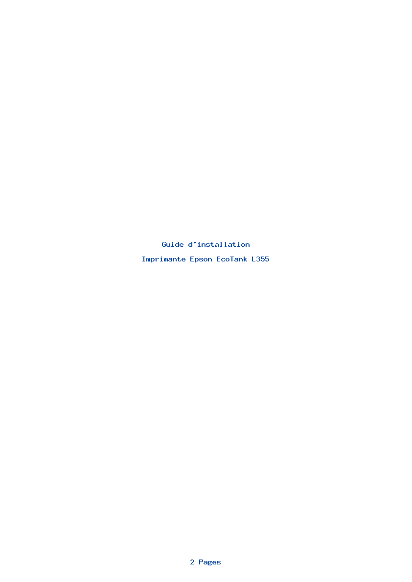Page 1 de la notice Guide d'installation Epson EcoTank L355