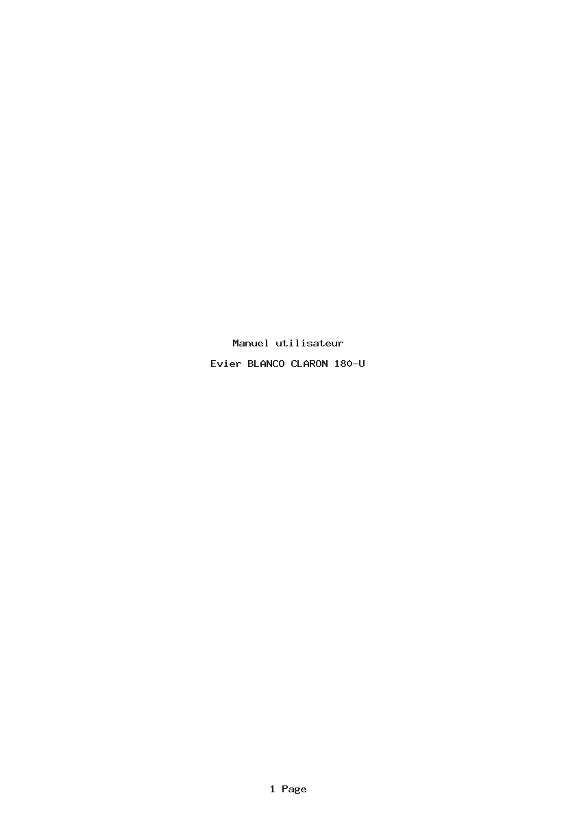 Page 1 de la notice Manuel utilisateur BLANCO CLARON 180-U