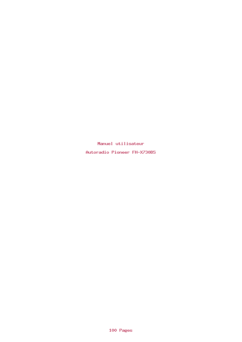 Page 1 de la notice Manuel utilisateur Pioneer FH-X730BS