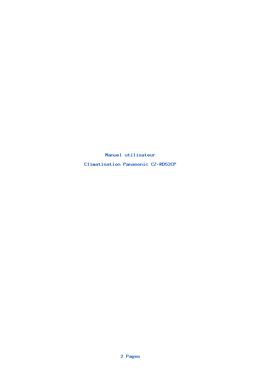 Page 1 de la notice Manuel utilisateur Panasonic CZ-RD52CP