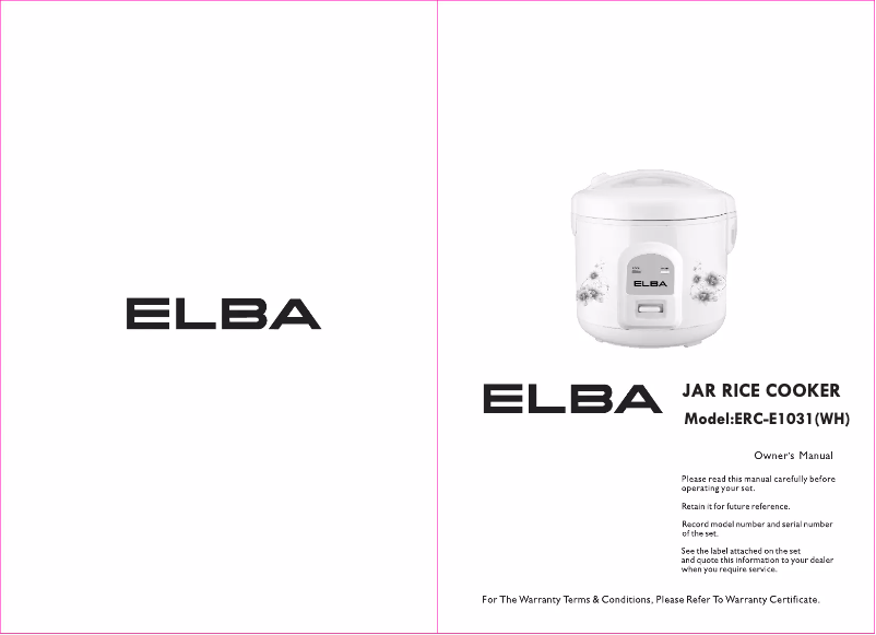 Page 1 of the manual User Manual Elba ERC-E1031(WH)