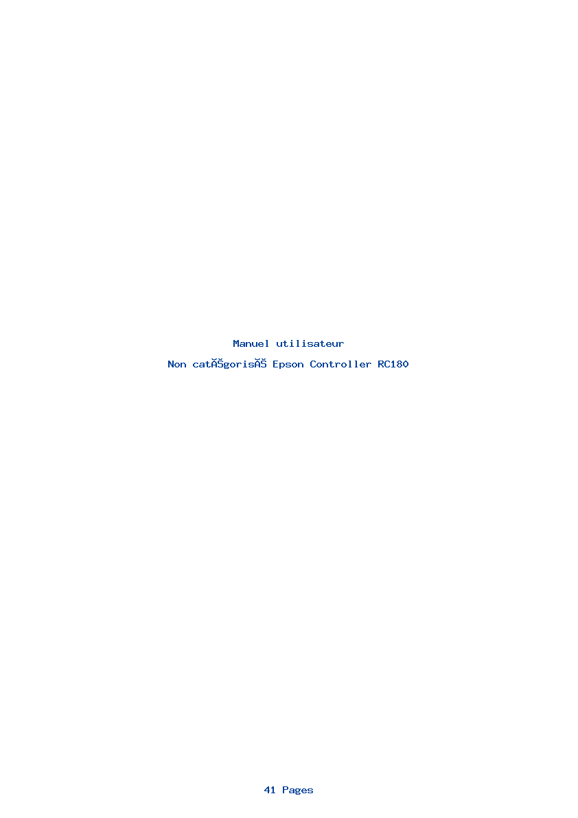 Page 1 de la notice Manuel utilisateur Epson Controller RC180