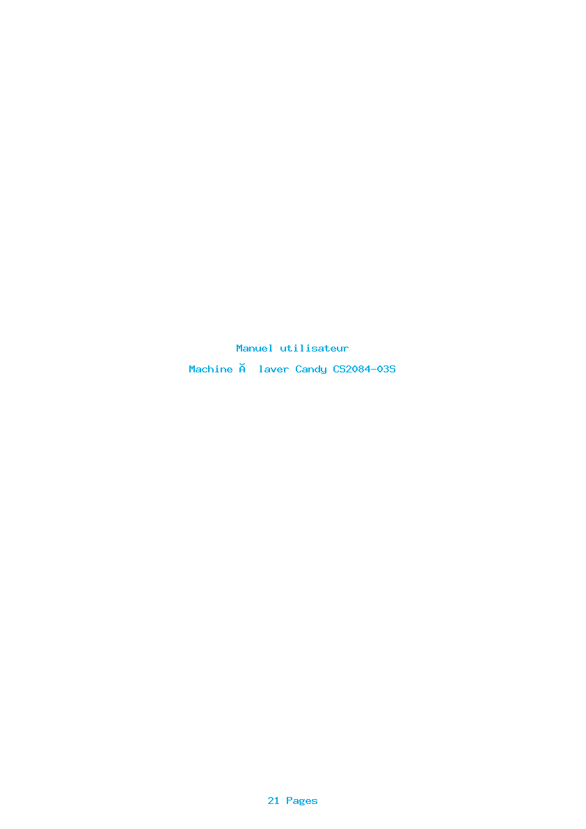 Page 1 de la notice Manuel utilisateur Candy CS2084-03S