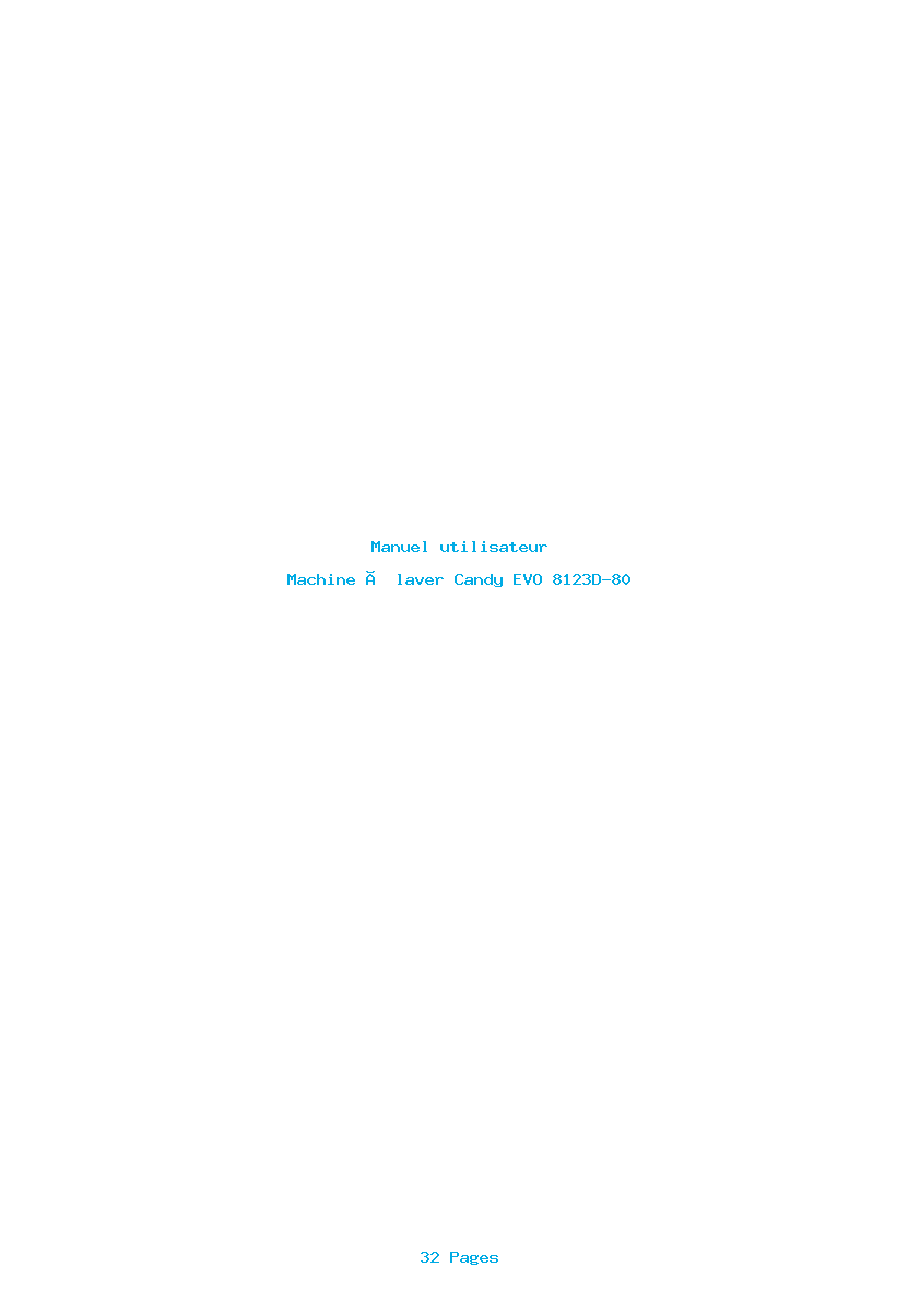 Page 1 de la notice Manuel utilisateur Candy EVO 8123D-80