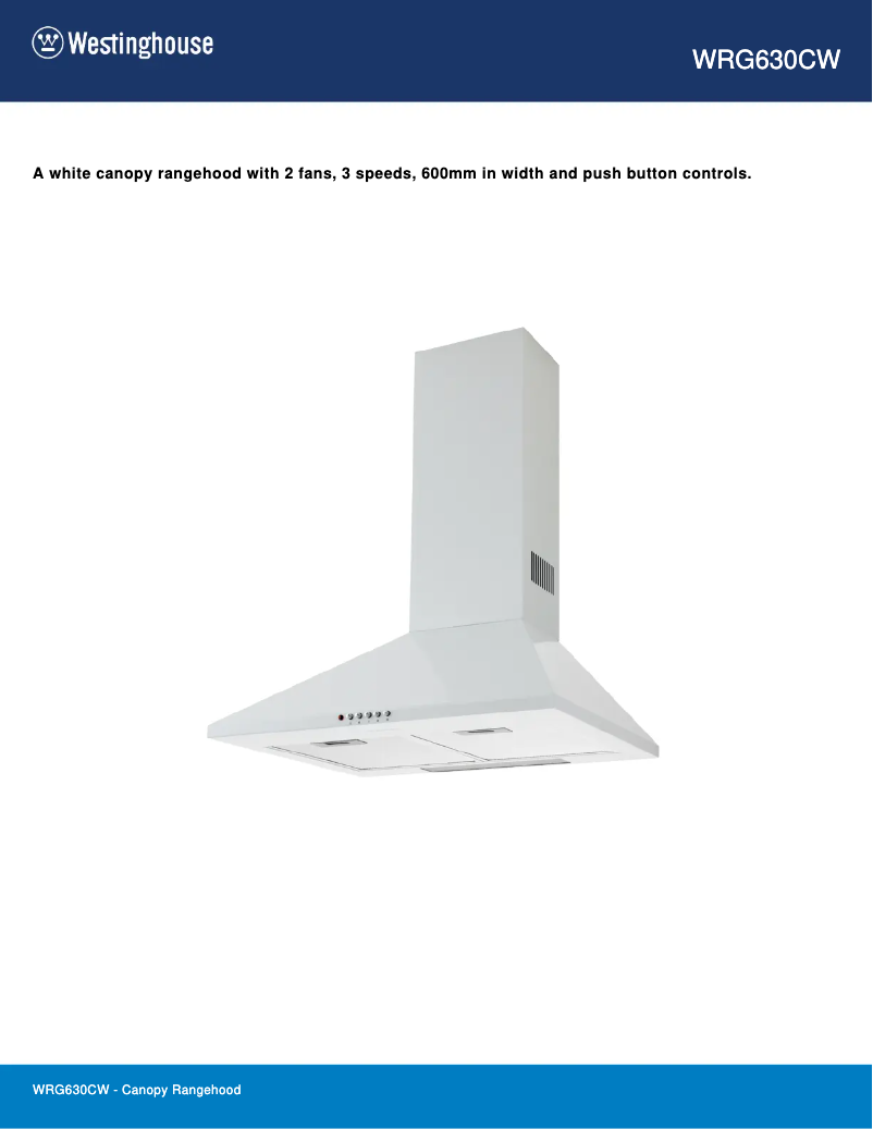 Page 1 de la notice Fiche technique Westinghouse WRG630CW