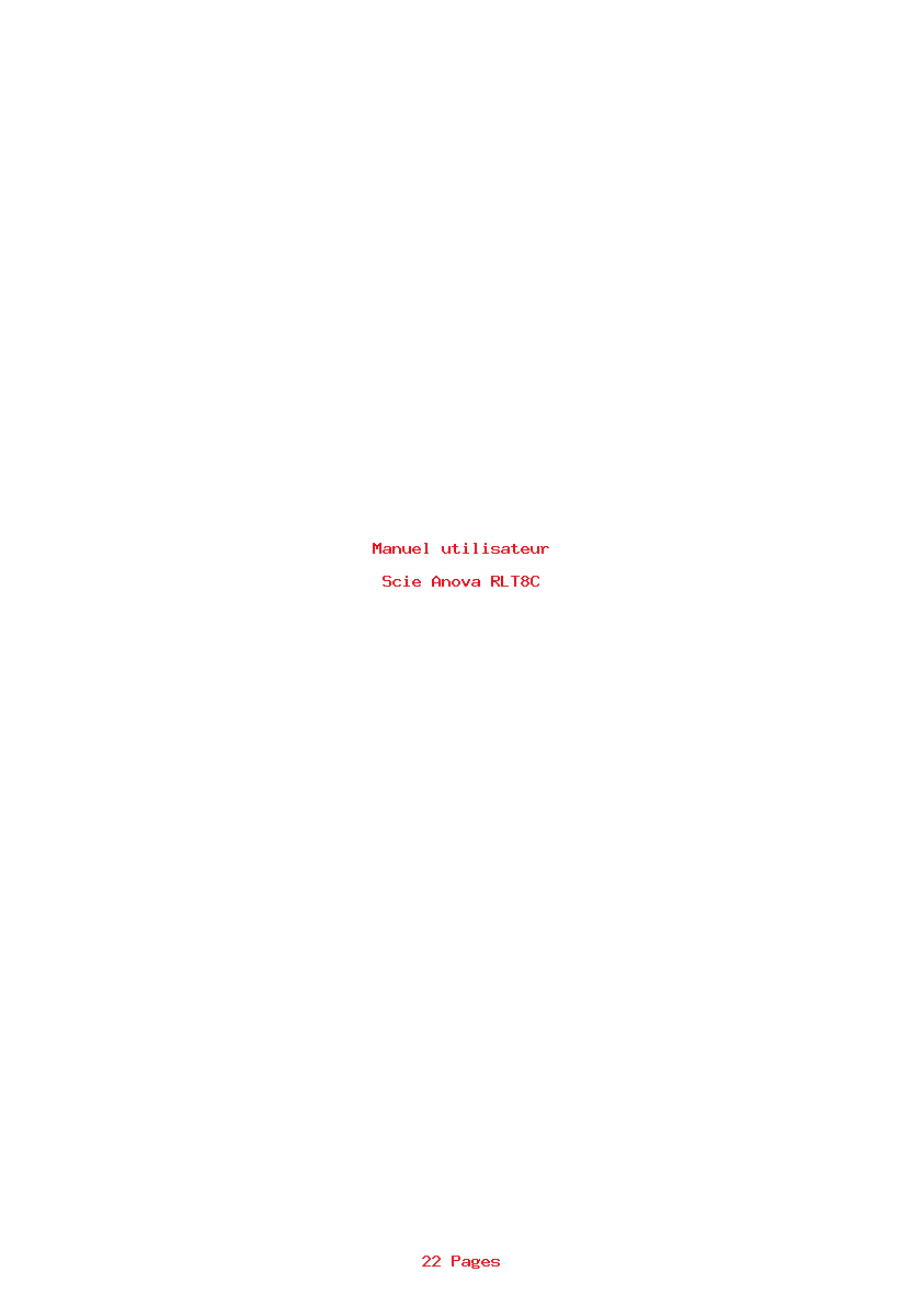 Page 1 de la notice Manuel utilisateur Anova RLT8C