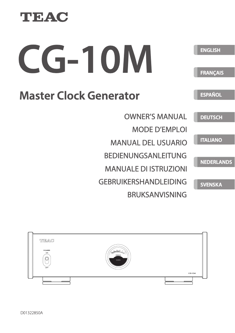 Page 1 of the manual User Manual Teac CG-10M
