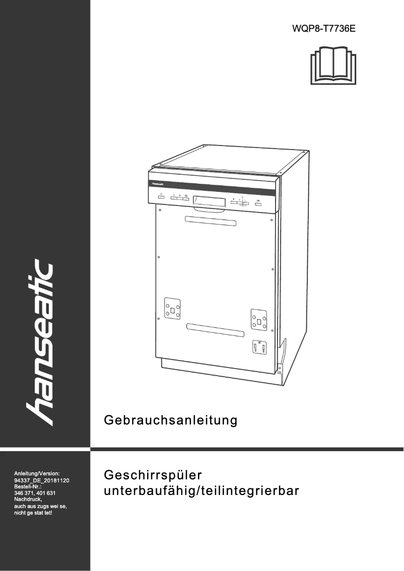 Page 1 de la notice Manuel utilisateur Hanseatic WQP8-T7736E