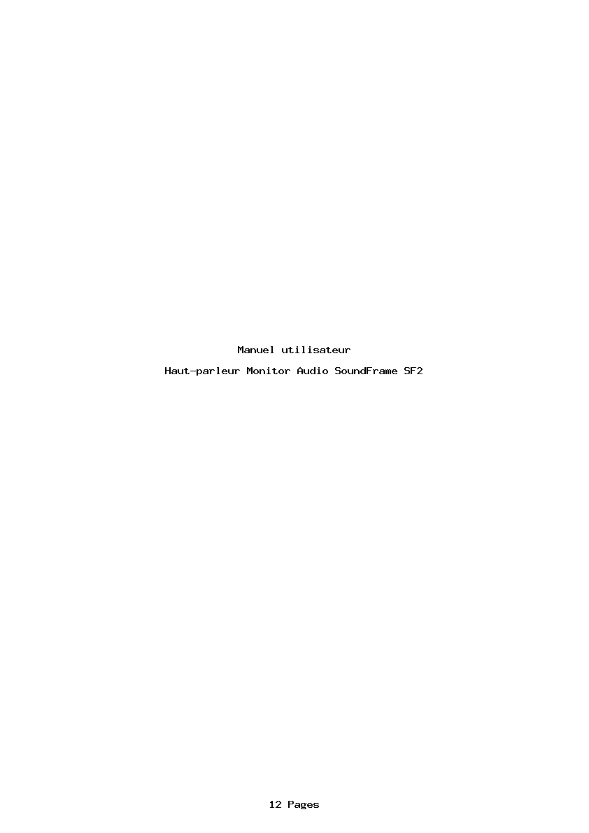 Page 1 de la notice Manuel utilisateur Monitor Audio SoundFrame SF2