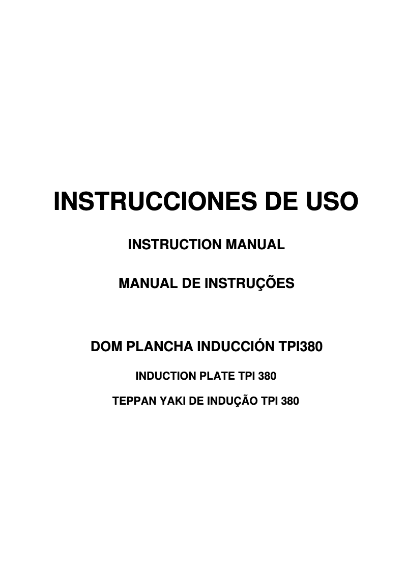 Page 1 de la notice Manuel utilisateur Teka TPI 380