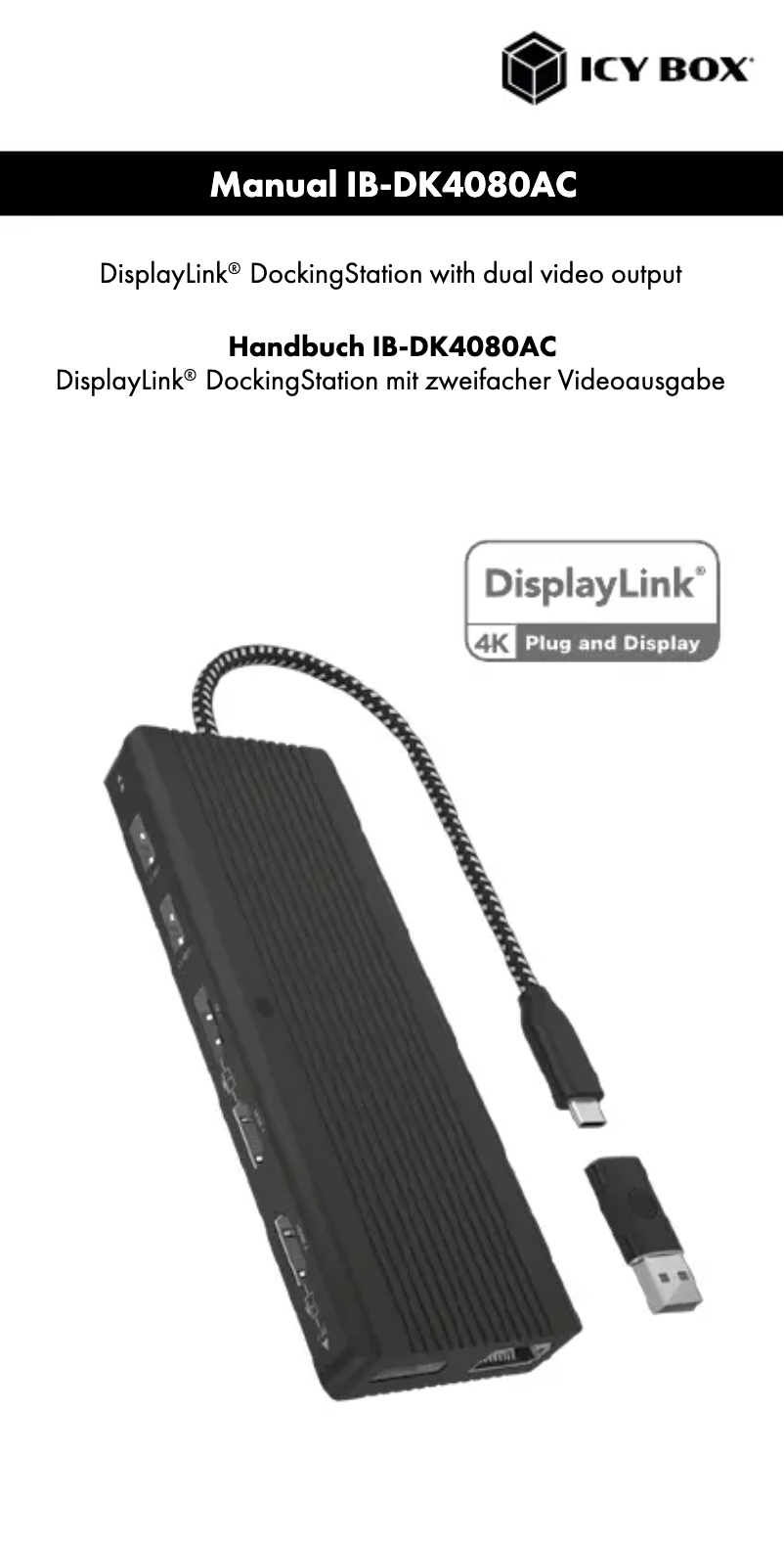 Page 1 de la notice Manuel utilisateur Icy Box IB-DK4080AC