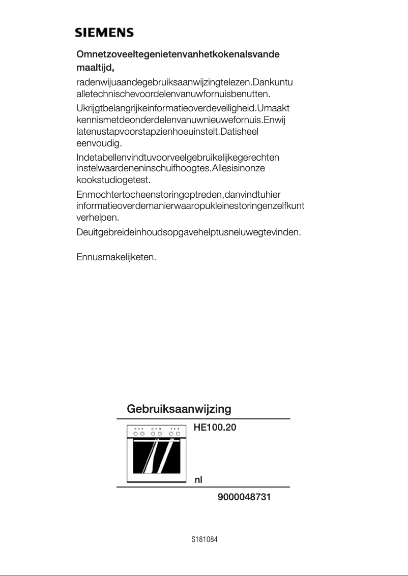 Page 1 de la notice Manuel utilisateur Siemens HE100220