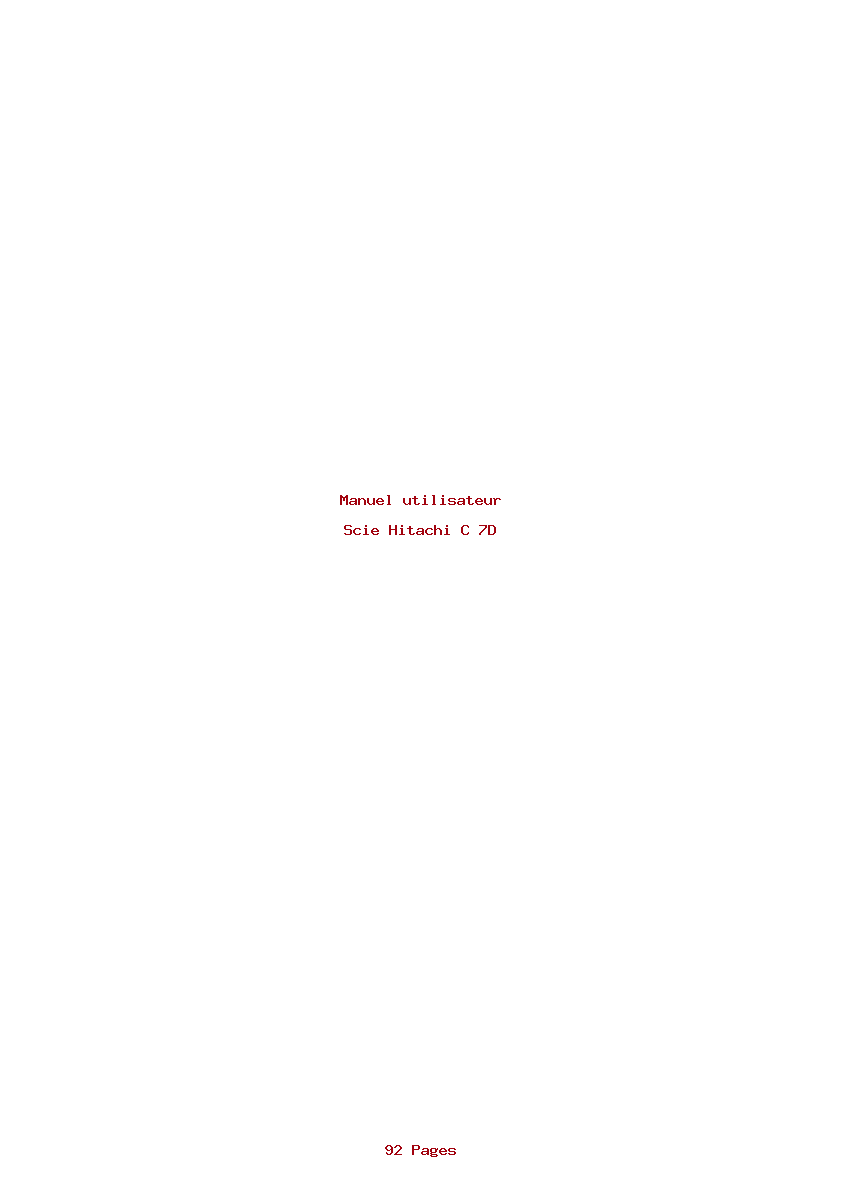 Page 1 de la notice Manuel utilisateur Hitachi C 7D