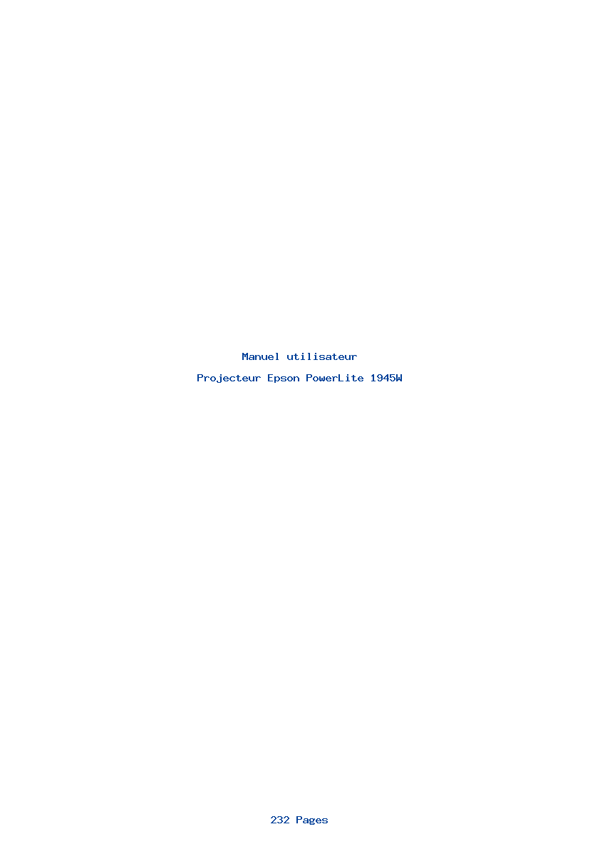Page 1 de la notice Manuel utilisateur Epson PowerLite 1945W