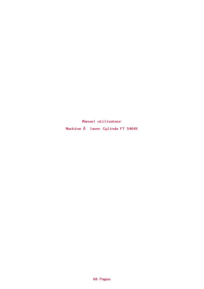 Page 1 de la notice Manuel utilisateur Cylinda FT 5464X