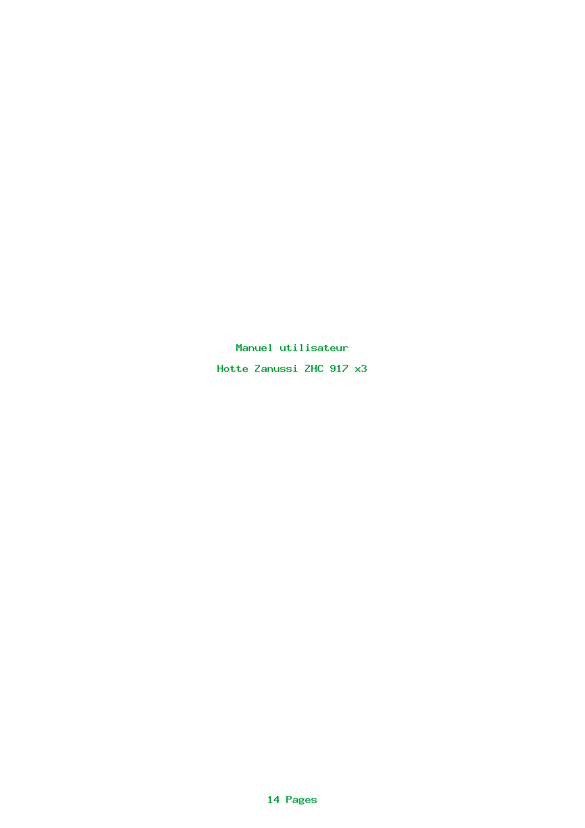 Page 1 de la notice Manuel utilisateur Zanussi ZHC 917 x3